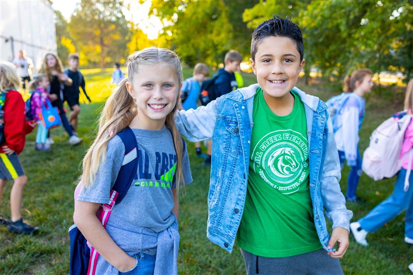 Students walk to school
